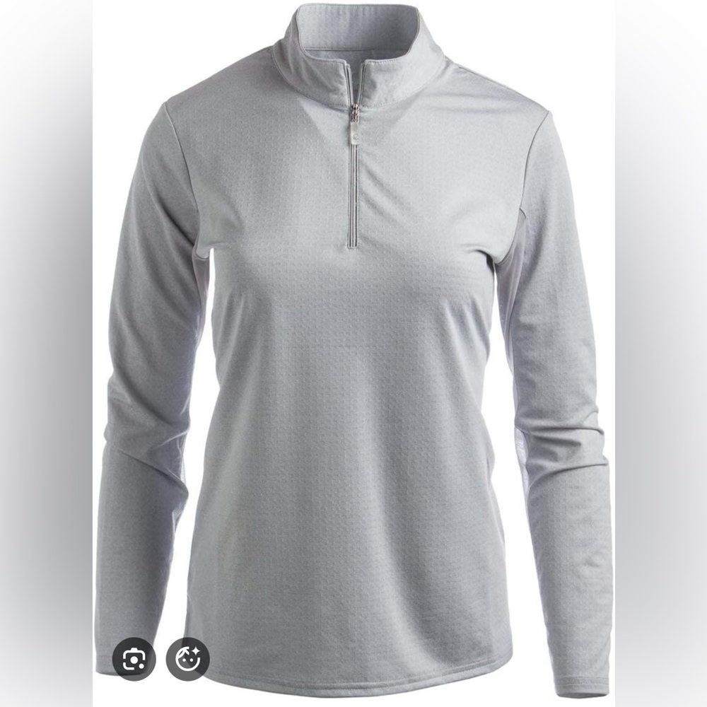 #203 Bette & Court Gray Long Sleeve Top Golf 1/4 zip XL
